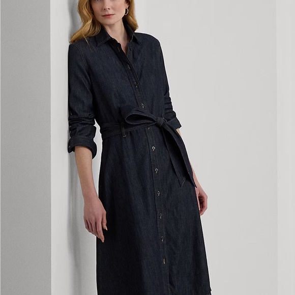 Lauren Ralph Lauren Denim Long Sleeve Shirt Dress 4 - Picture 1 of 14
